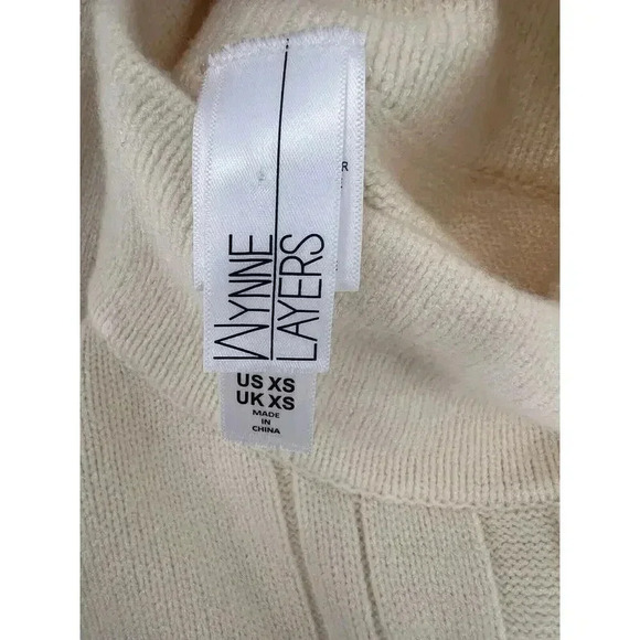 WYNNE LAYERS MARLA WYNNE SOFTKNIT MOCK-NECK IVORY CABLE KNIT SWEATER XSMALL EUC - Picture 8 of 10